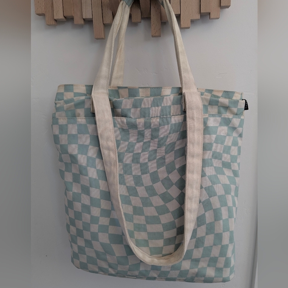 Checkered Tote Bag with Front Pocket - Picture 2 of 13